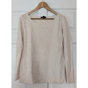 Gap Factory Cream Boat Neck Lightweight Textured Knit Sweater